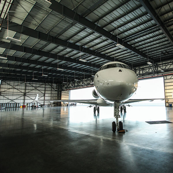 airplane in hangar