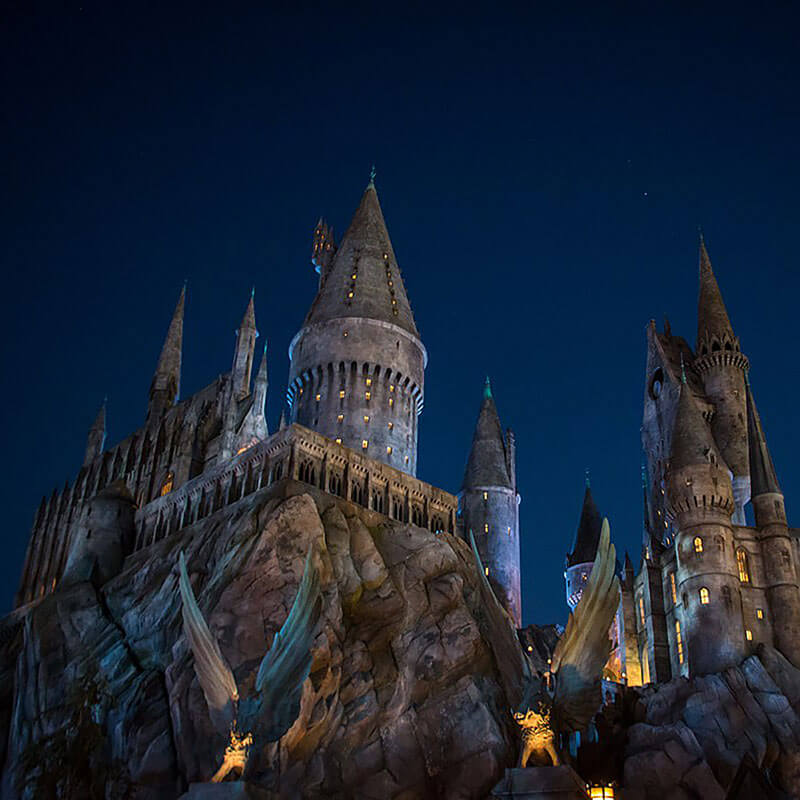 Hogwarts castle at night